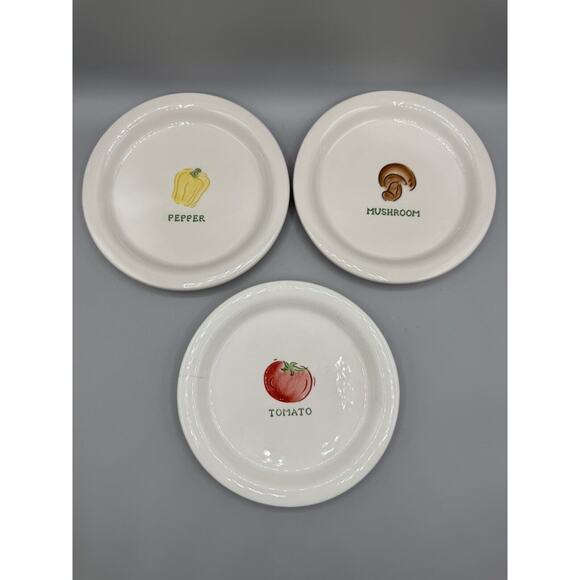 Pottery Barn Outlet Set of 3 Appetizer Snack Dessert Plates Vegetables - Picture 1 of 4
